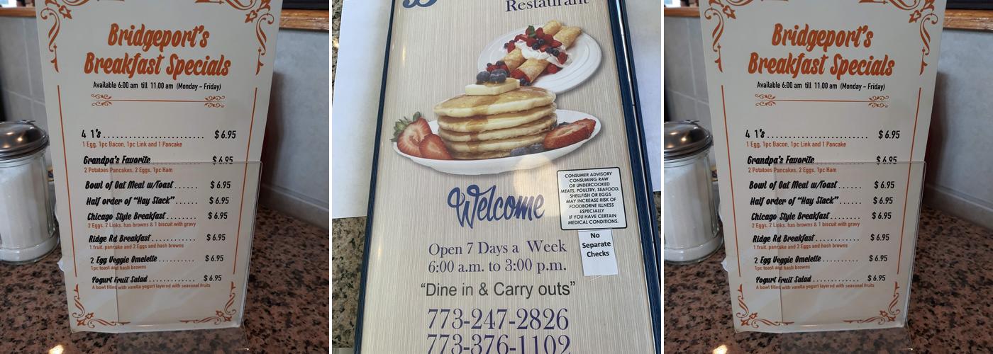 Bridgeport Restaurant Menu