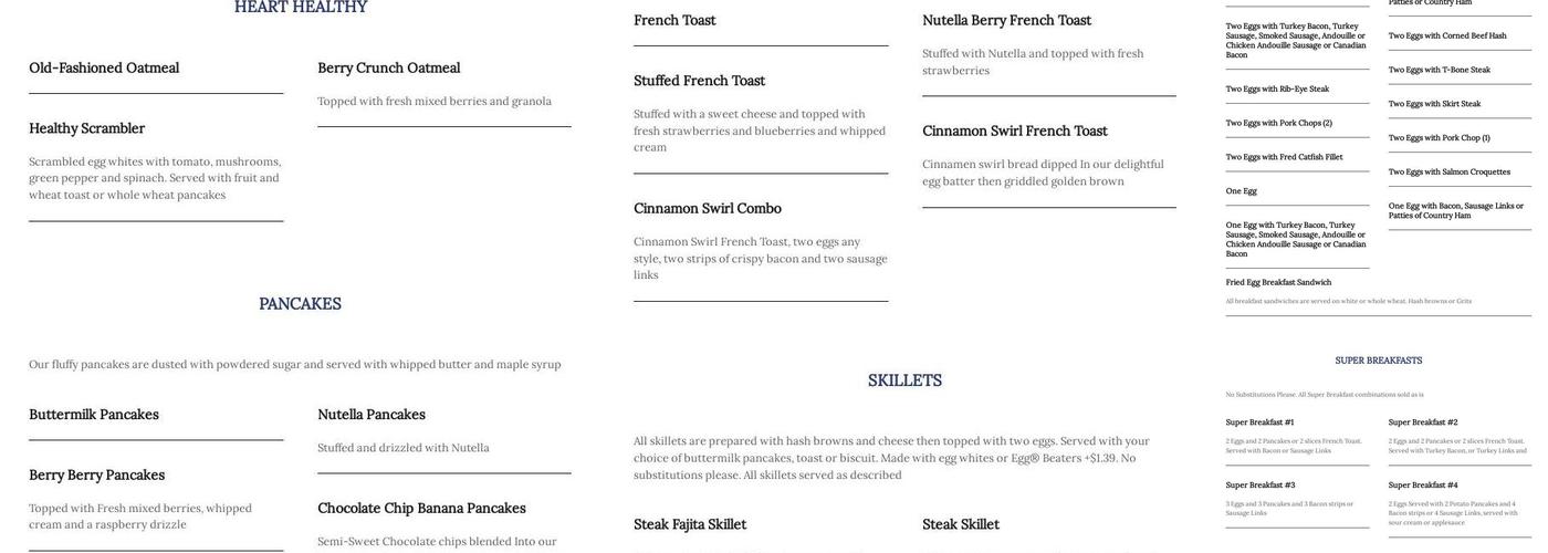 Starlight Restaurant Menu