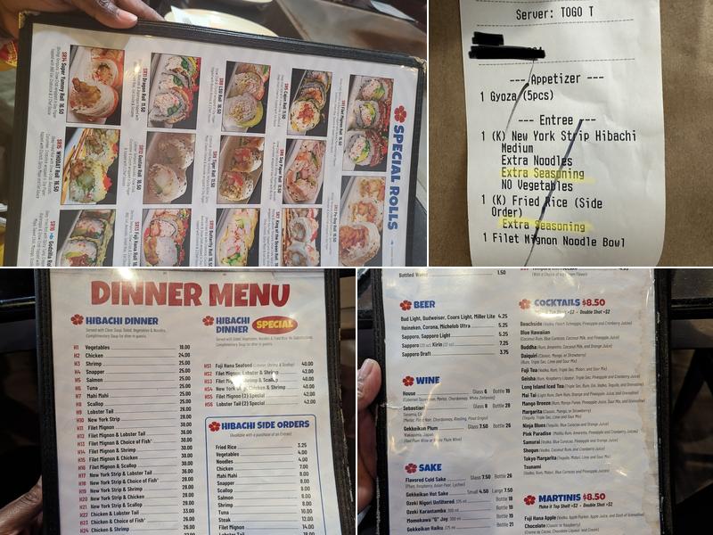 Fuji Hana Sushi Bar and Hibachi Steakhouse Menu