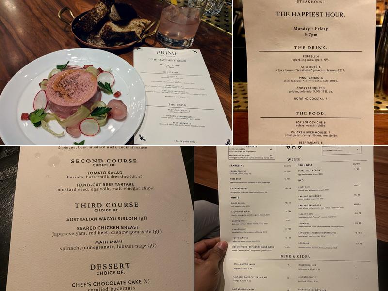 GT Prime Steakhouse Menu