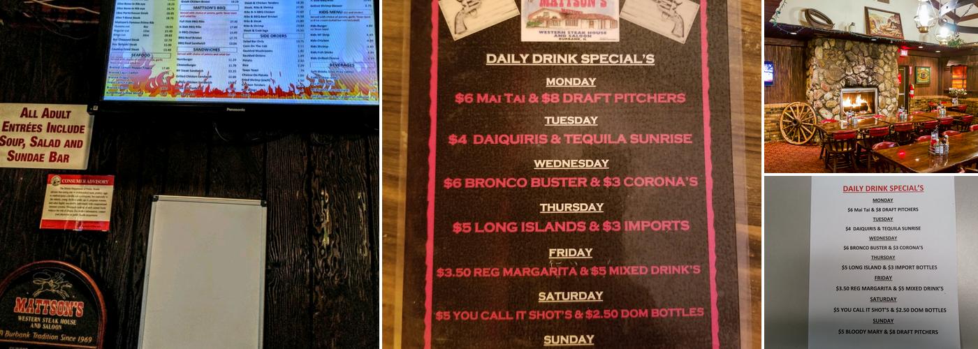 Mattson's Steak House Menu