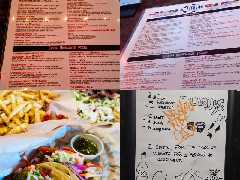 Cleos Bar and Grill Menu