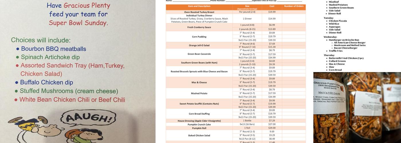 Gracious Plenty Menu