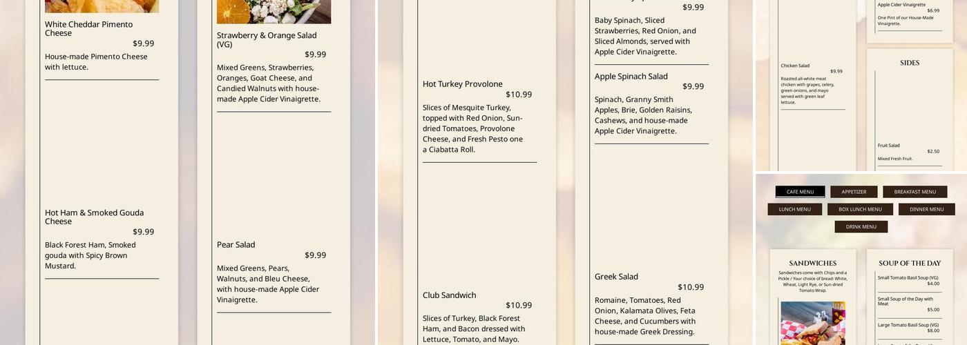 Gracious Plenty Menu