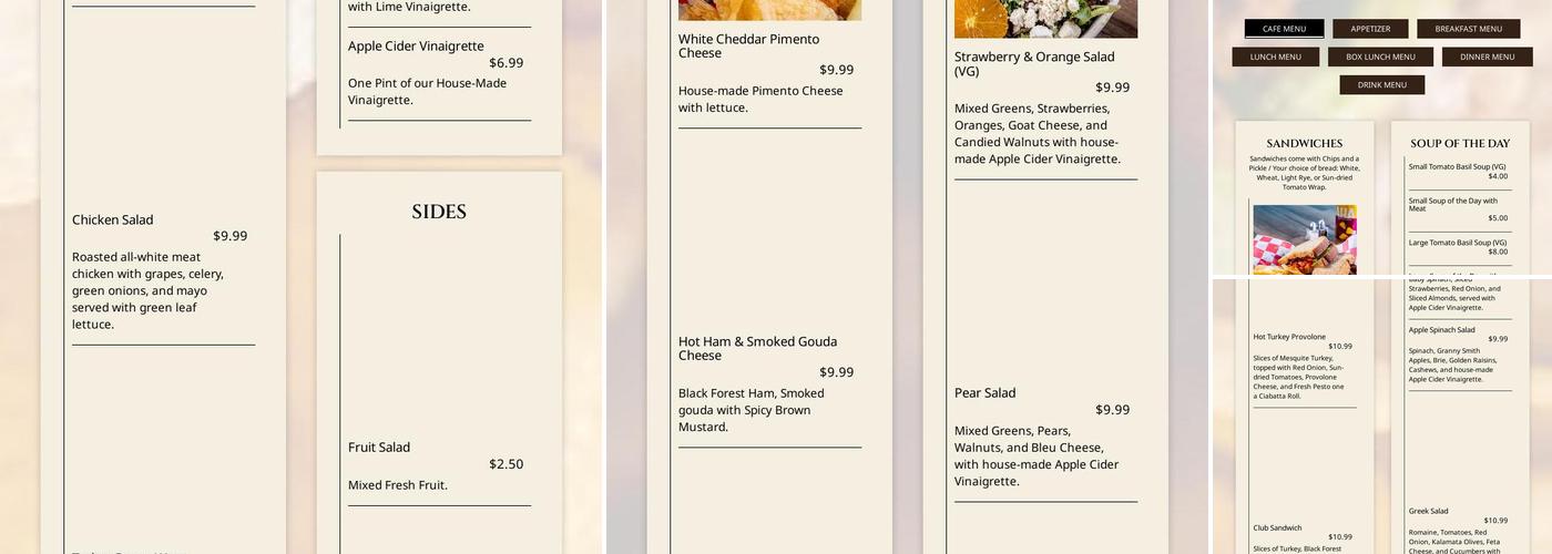 Gracious Plenty Menu
