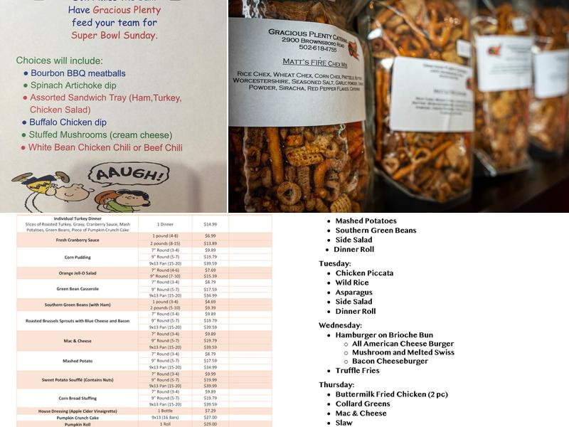 Gracious Plenty Menu