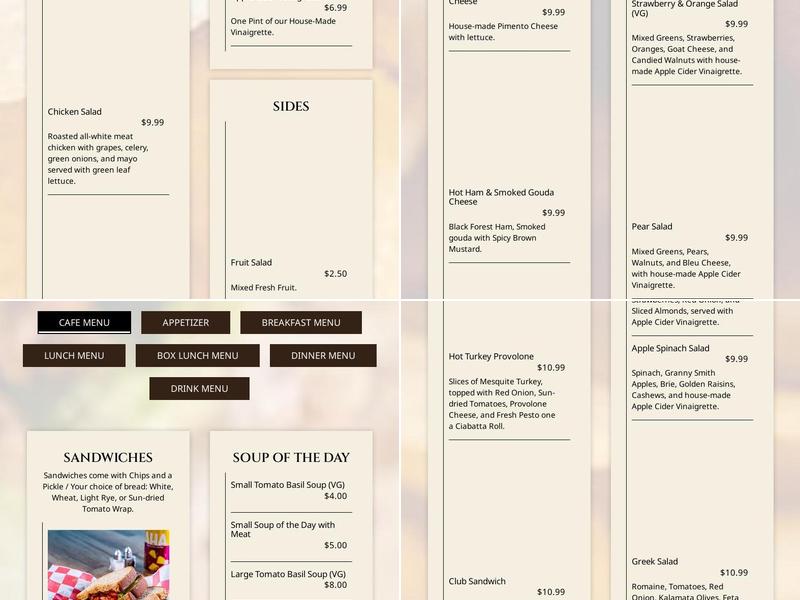 Gracious Plenty Menu