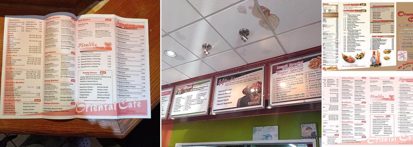 Oriental cafe Menu