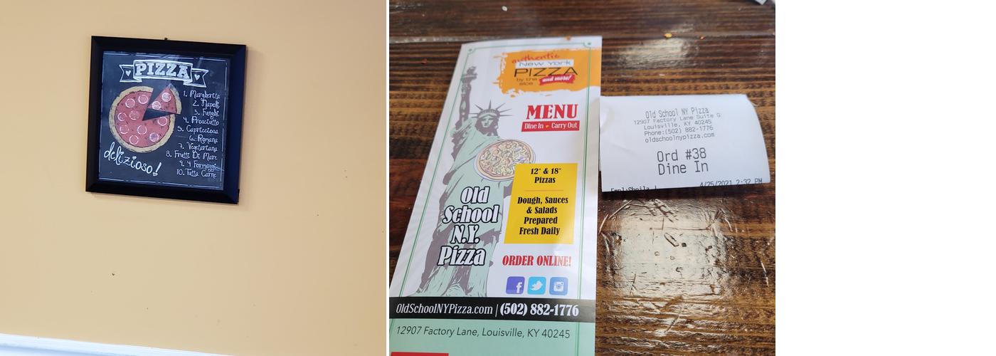 Old School N.Y. Pizza Menu