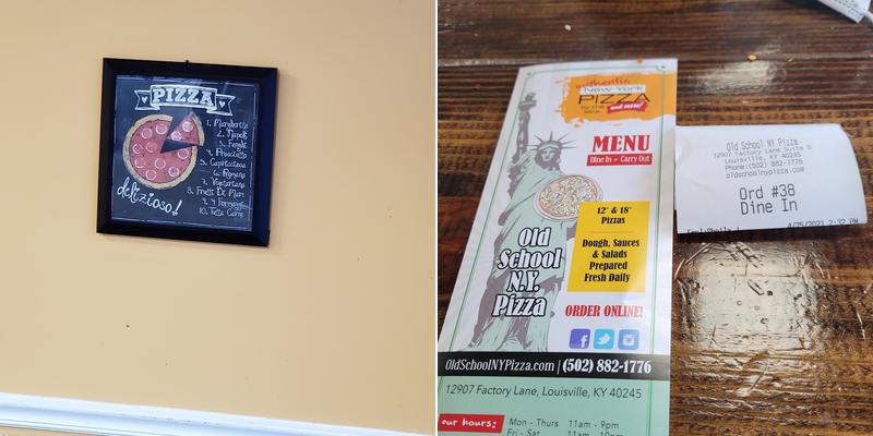 Old School N.Y. Pizza Menu