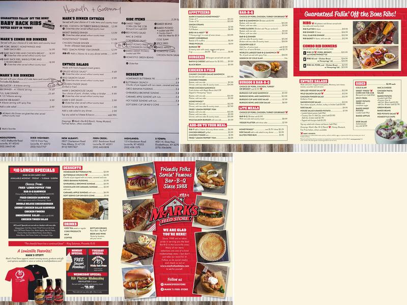 Mark's Feed Store Menu