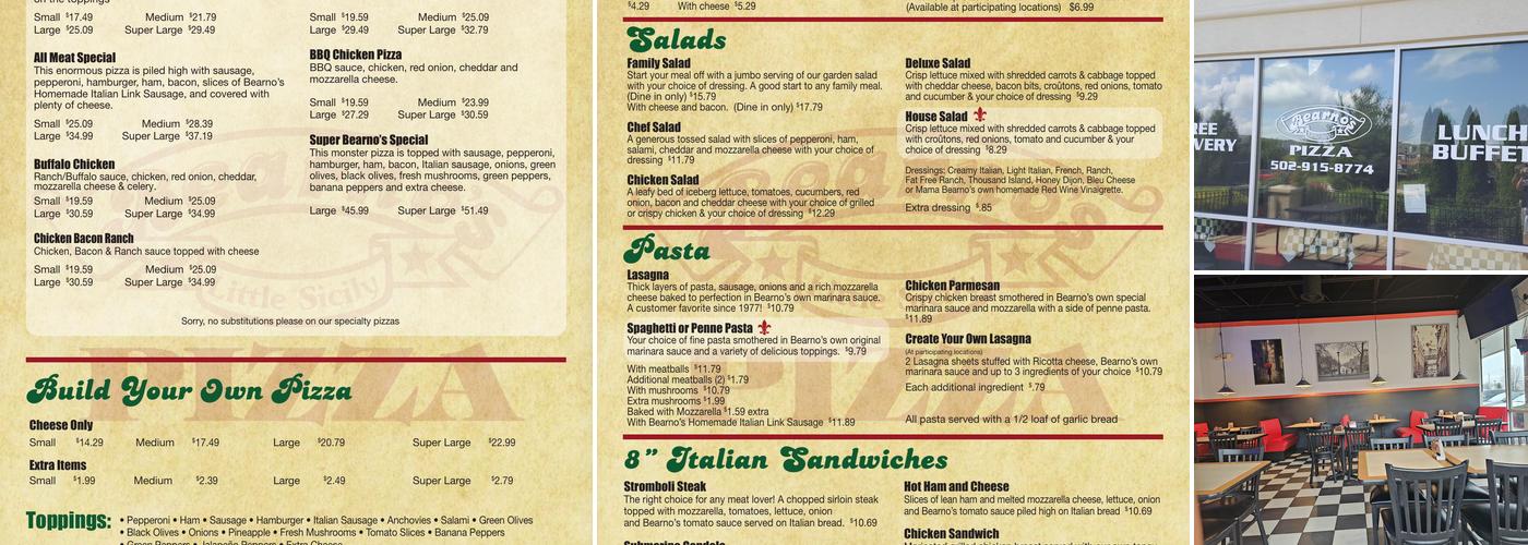 Bearno's Pizza of Middletown Menu
