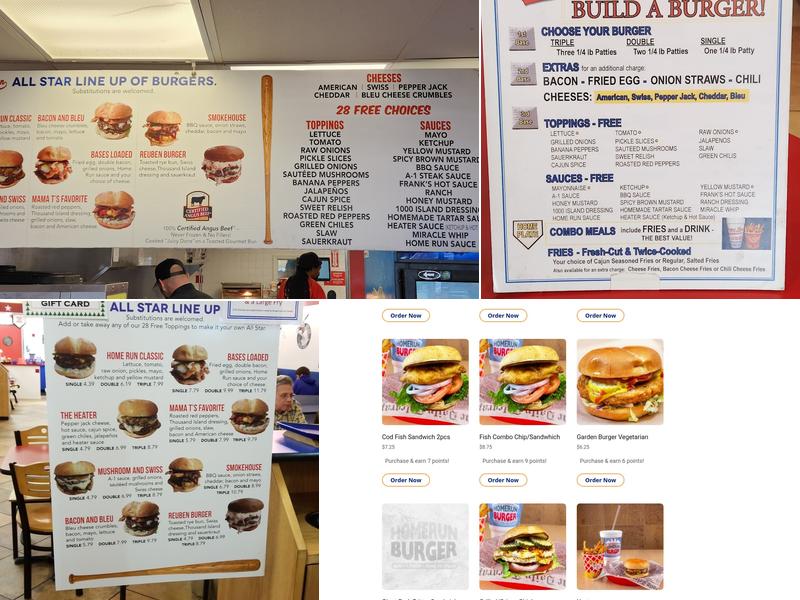 Home Run Burger & Fries Menu