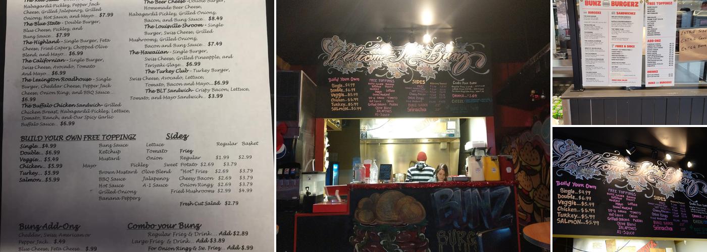 Bunz Burgerz Menu