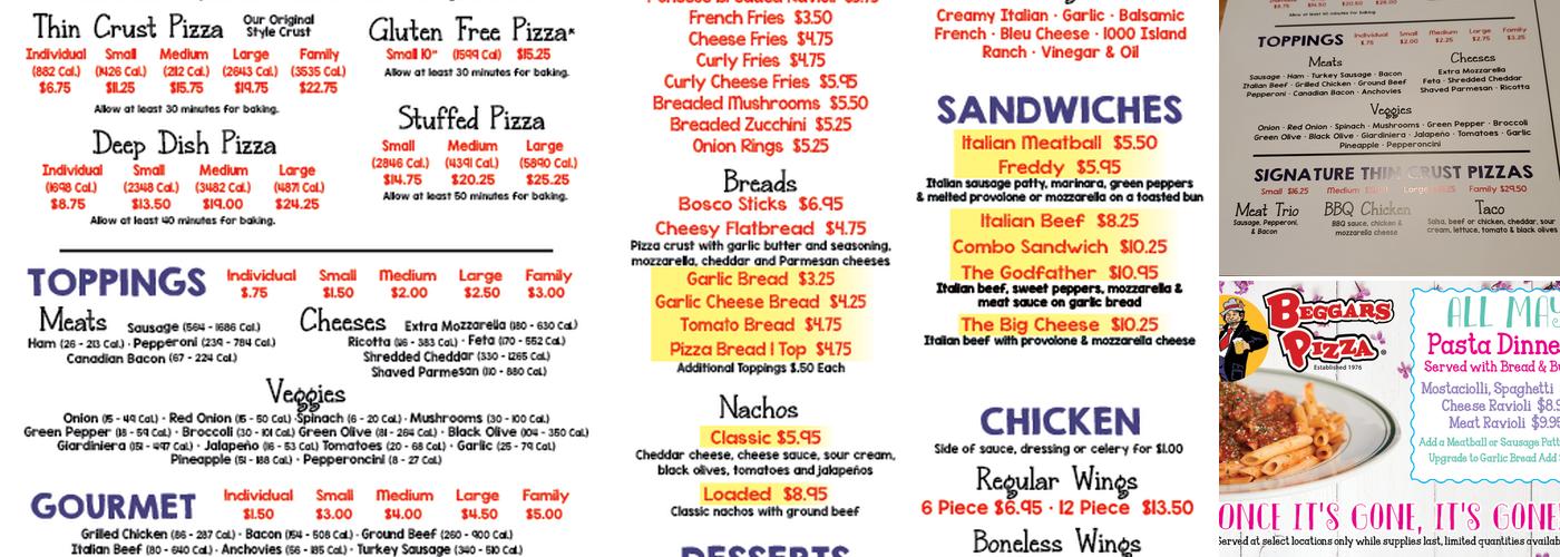 Beggars Pizza - Bolingbrook Menu