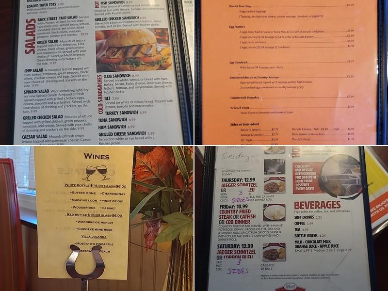 Backstreet Cafe Menu