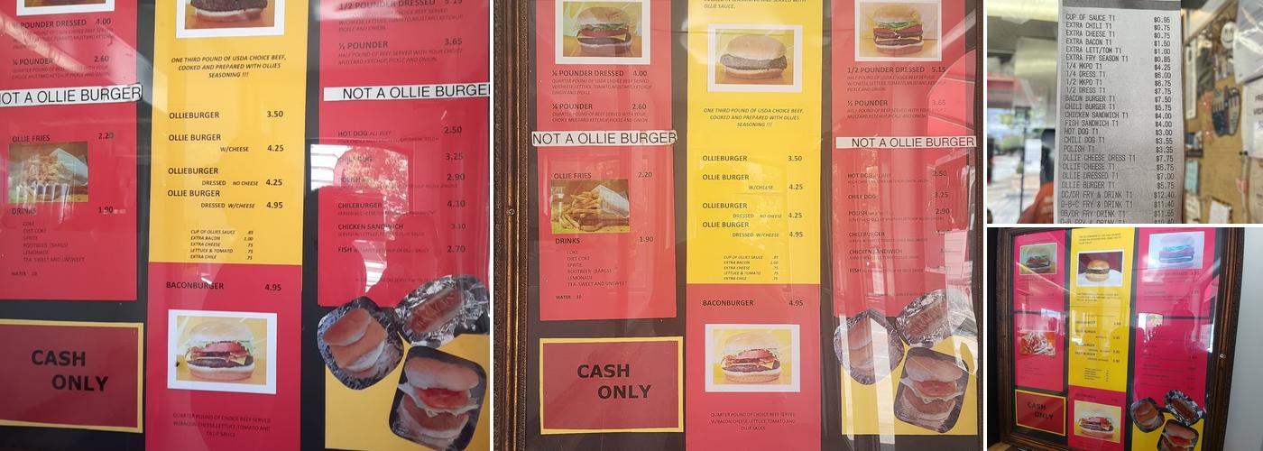 Ollie's Trolley Menu