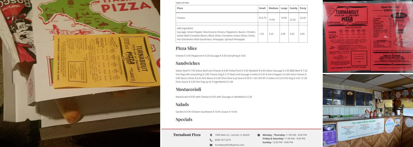 Turnabout Pizza Menu