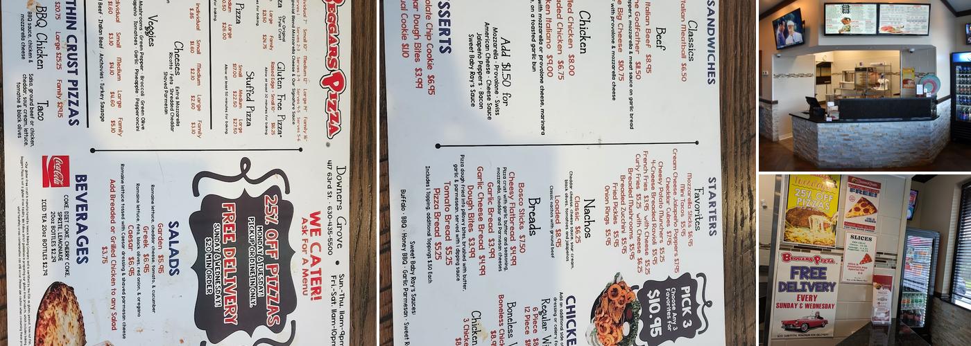 Beggars Pizza Menu