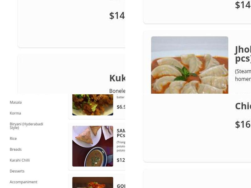 Kathmandu Kitchen and Bar Menu