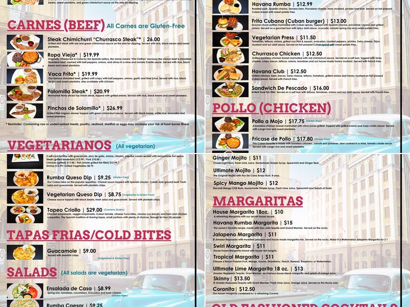 Havana Rumba Bardstown Rd Menu