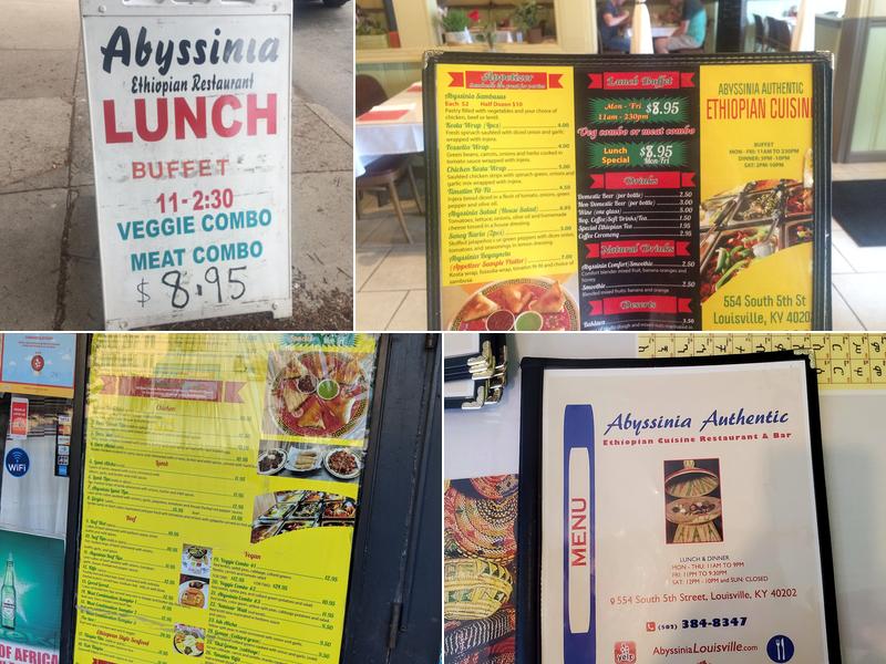 Abyssinia Menu