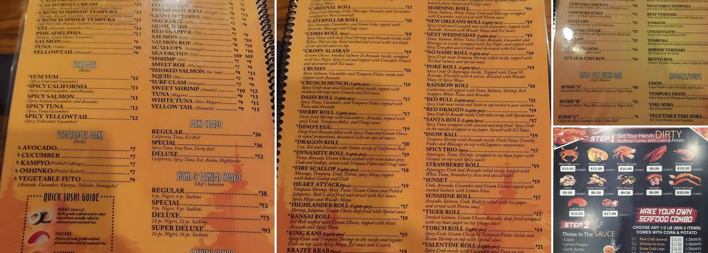 Kansai Japanese Steakhouse Menu
