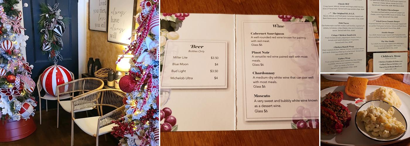 Back Home Restaurant Menu