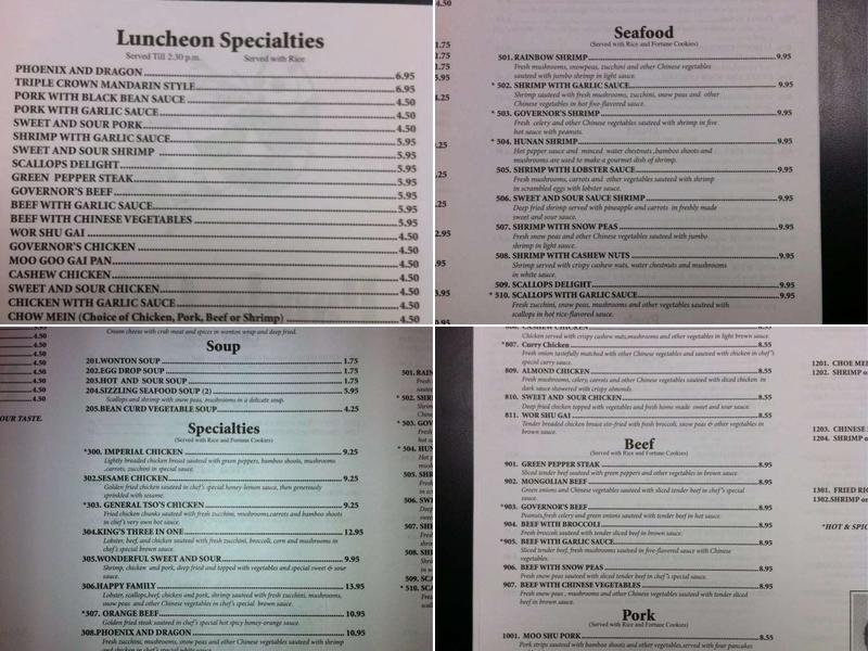 Panda China Menu