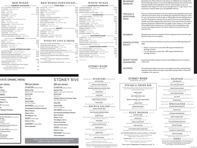 Stoney River Steakhouse and Grill Menu