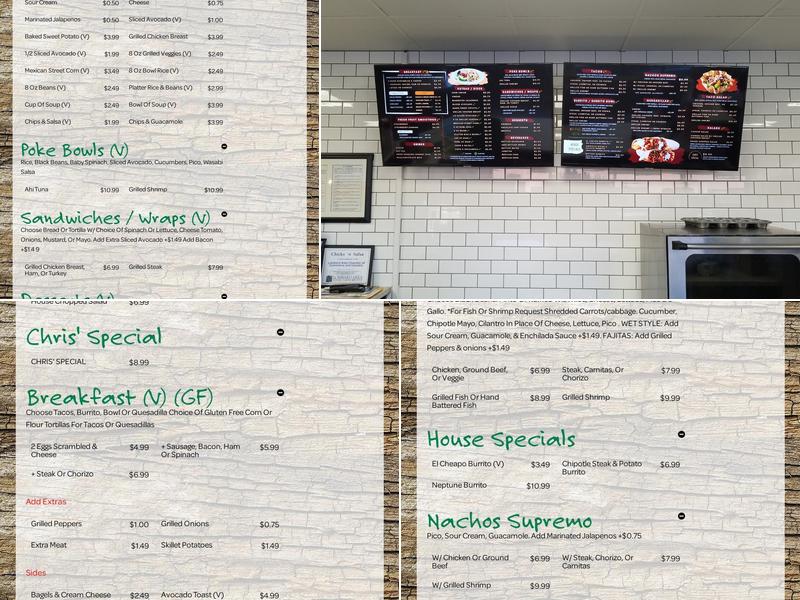 Chicks 'n Salsa Menu