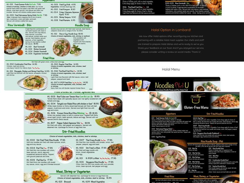 Noodles Pho U Menu