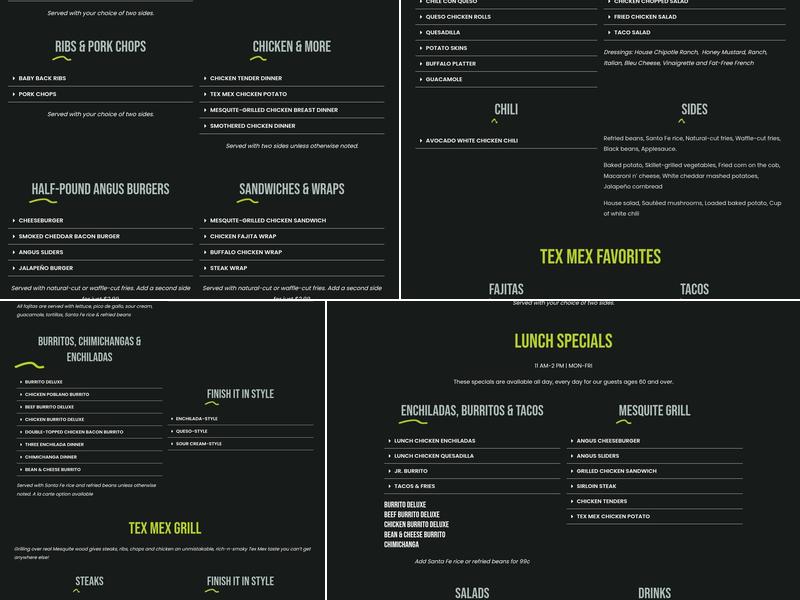 Tumbleweed Tex Mex Grill & Margarita Bar Menu