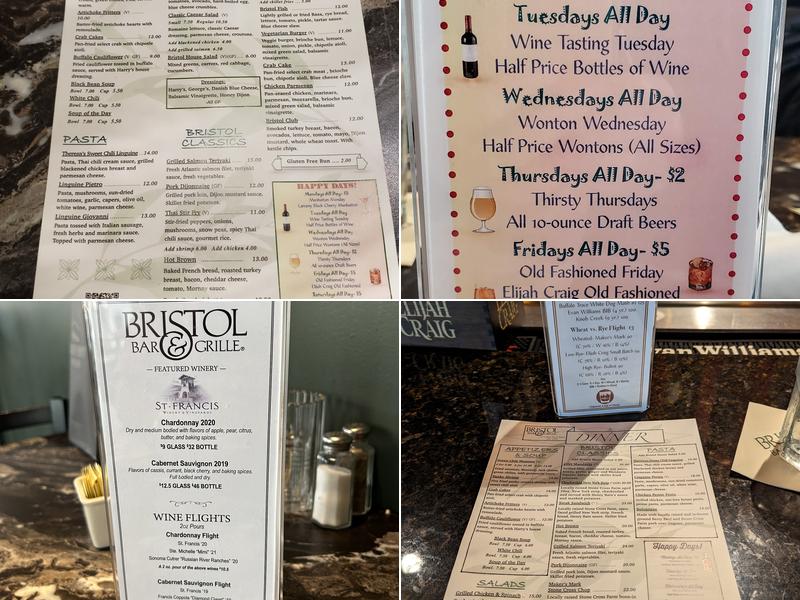 Bristol Bar & Grille Downtown Menu