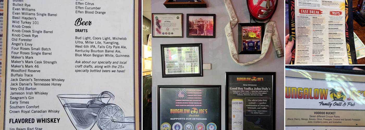 Bungalow Joe's Family Grill and Pub Menu