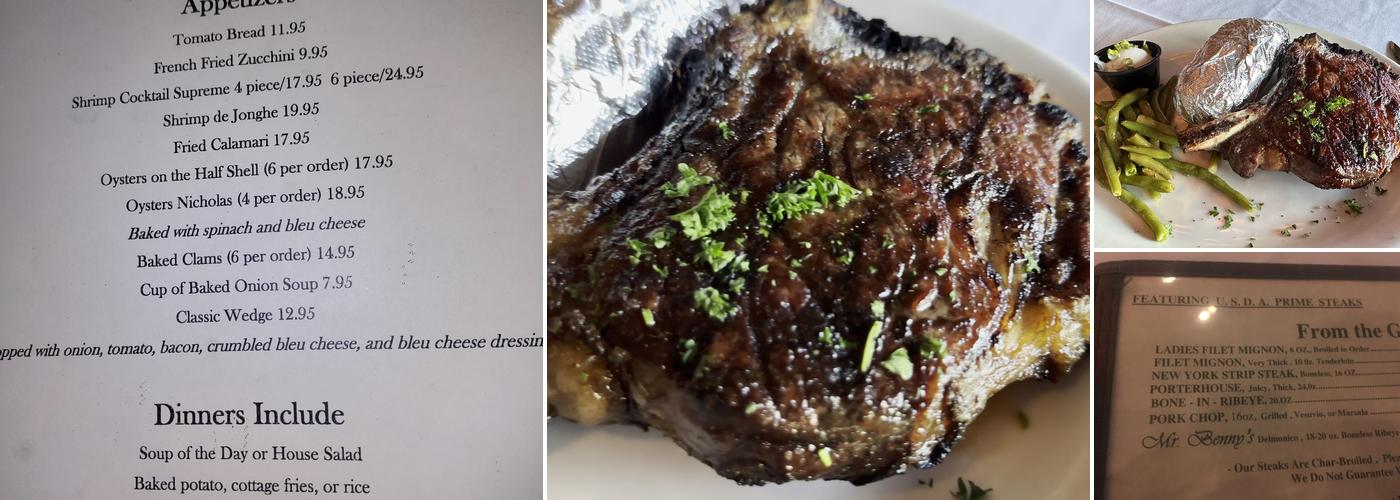 Mr Benny's Steak & Lobster Menu