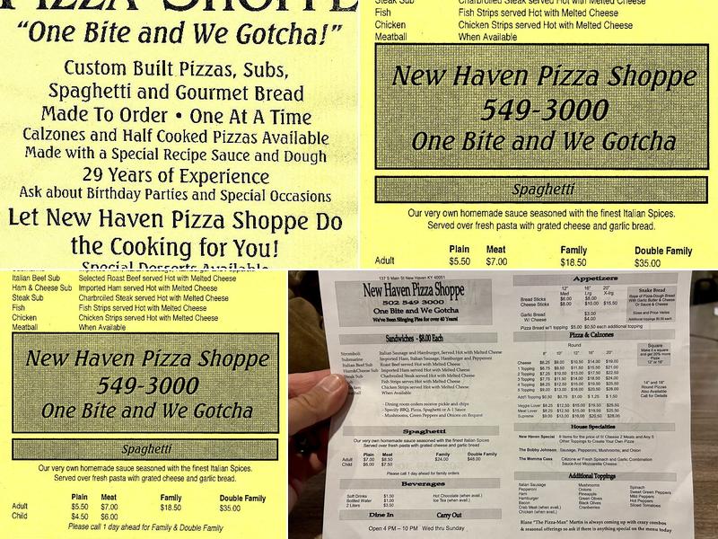 New Haven's Pizza Shoppe Menu