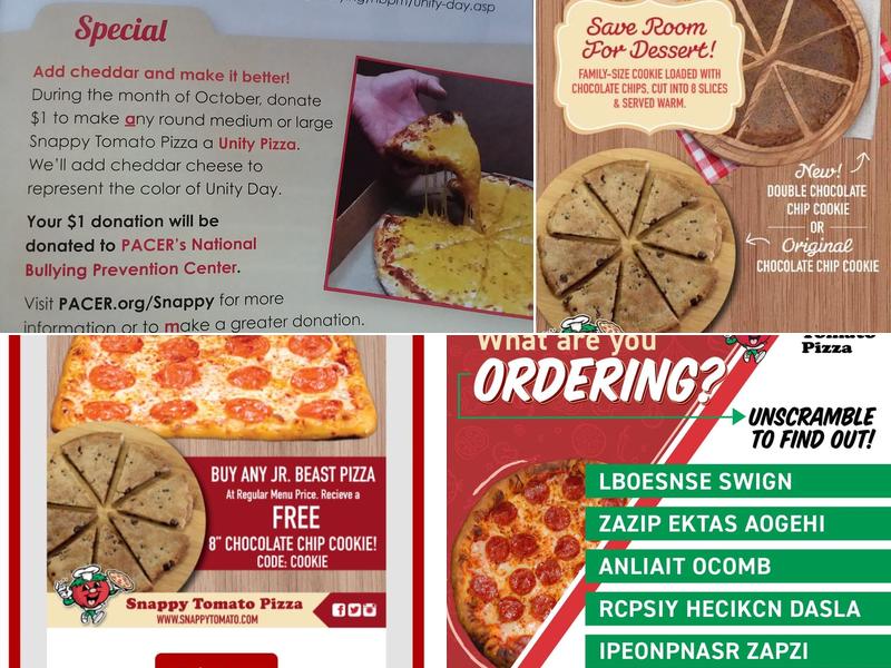 Snappy Tomato Pizza Menu