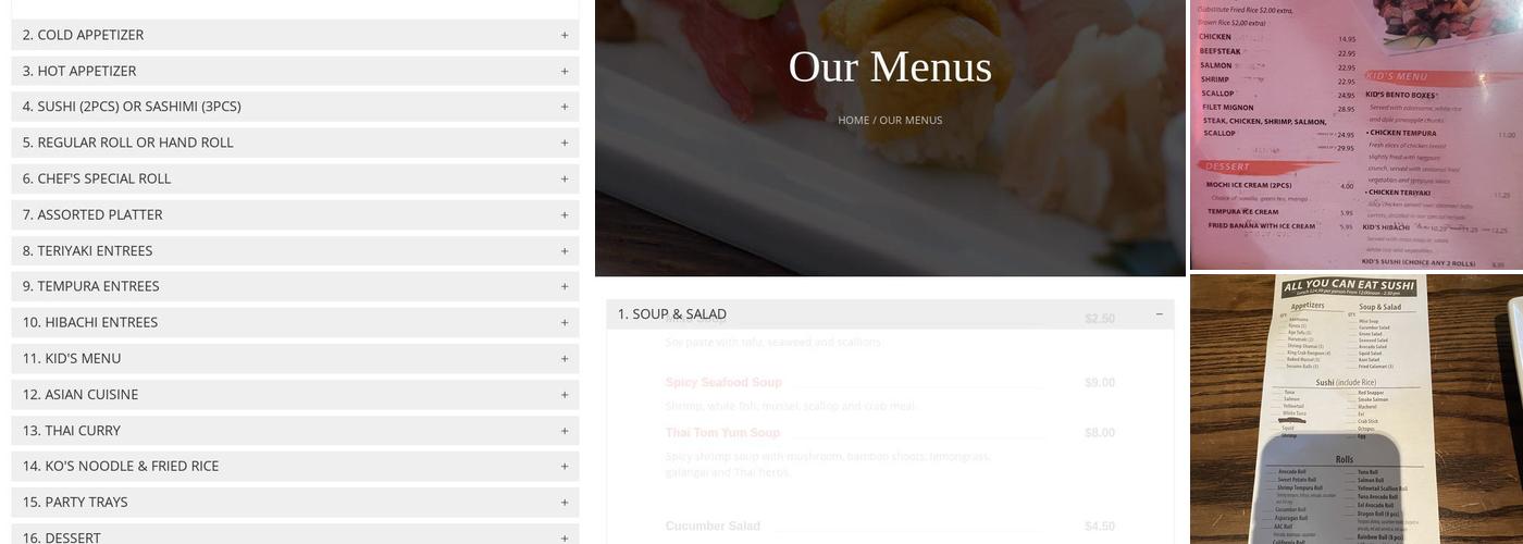 Ko Sushi Menu