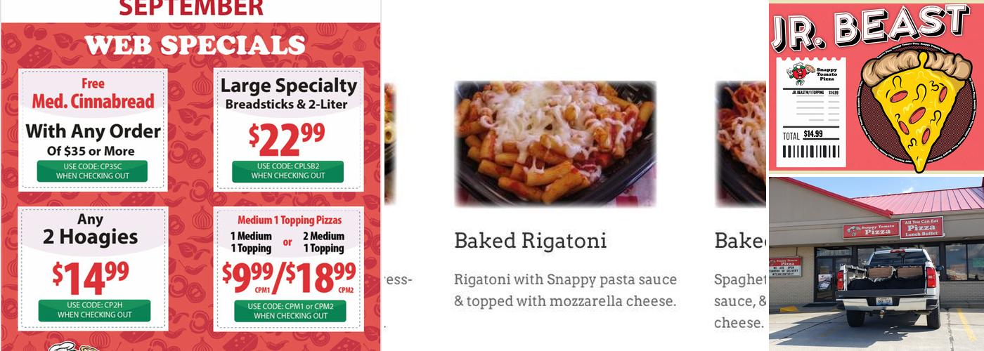 Snappy Tomato Pizza Menu
