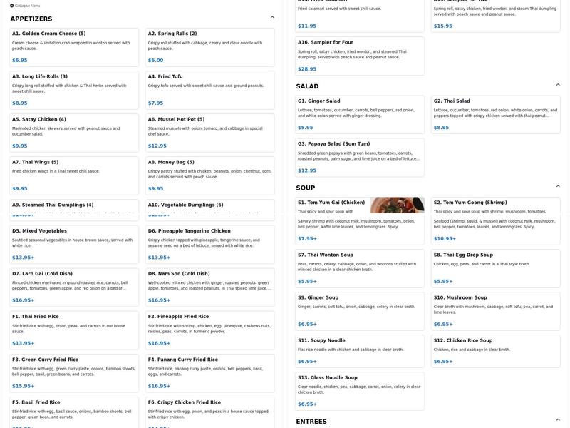2B Thai Menu