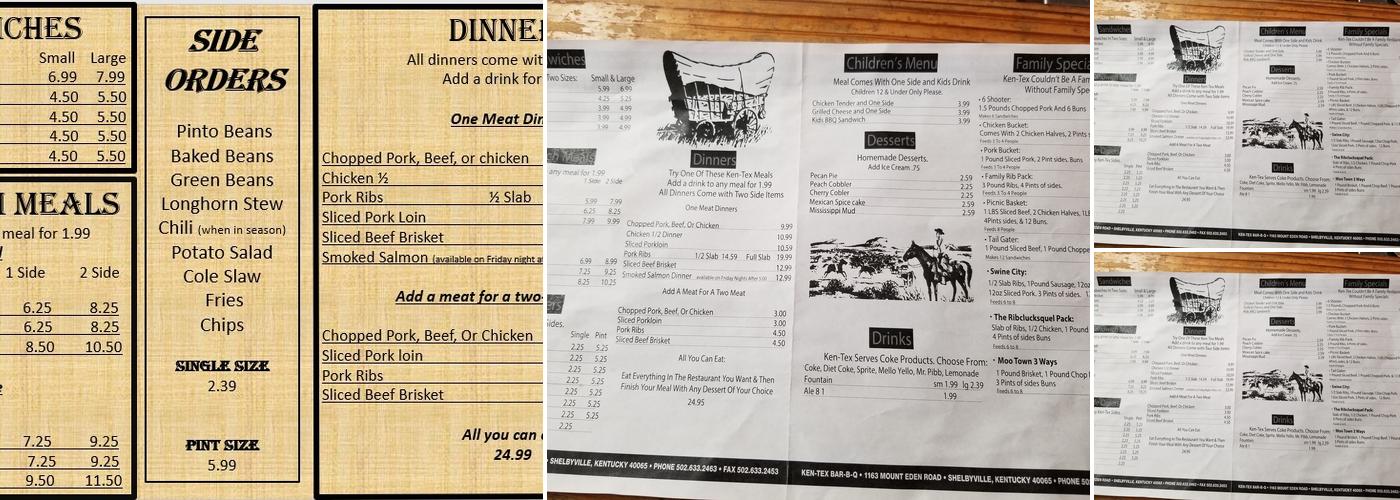Ken-Tex BBQ Menu