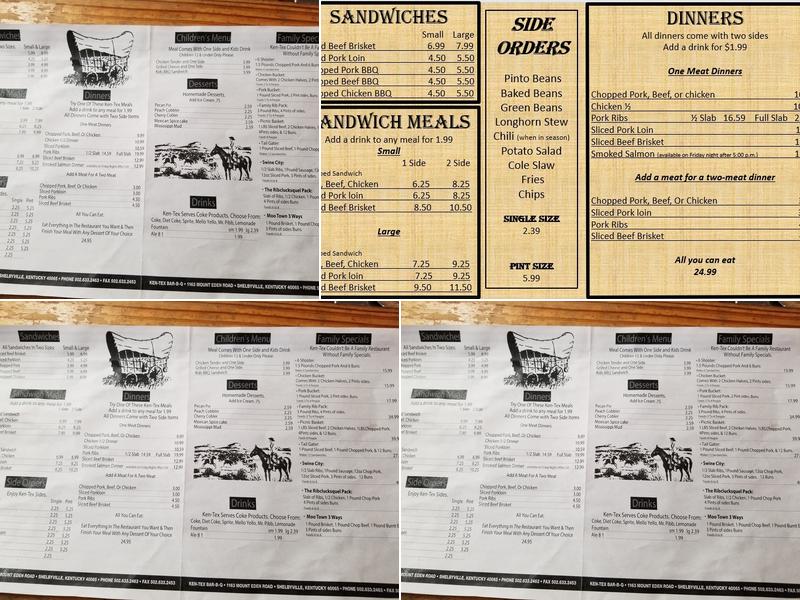 Ken-Tex BBQ Menu