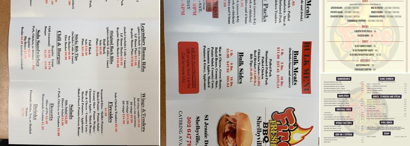 Fire Fresh BBQ Menu