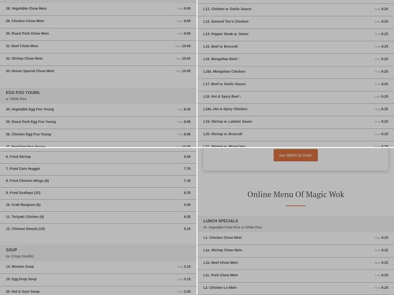 Magic Wok Menu