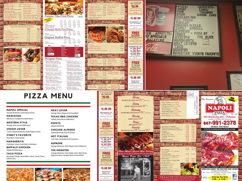 Napoli Pizza Menu
