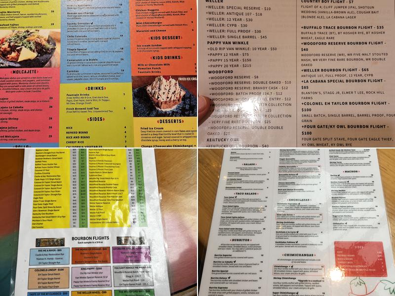 La Cabana Mexican Restaurant Menu