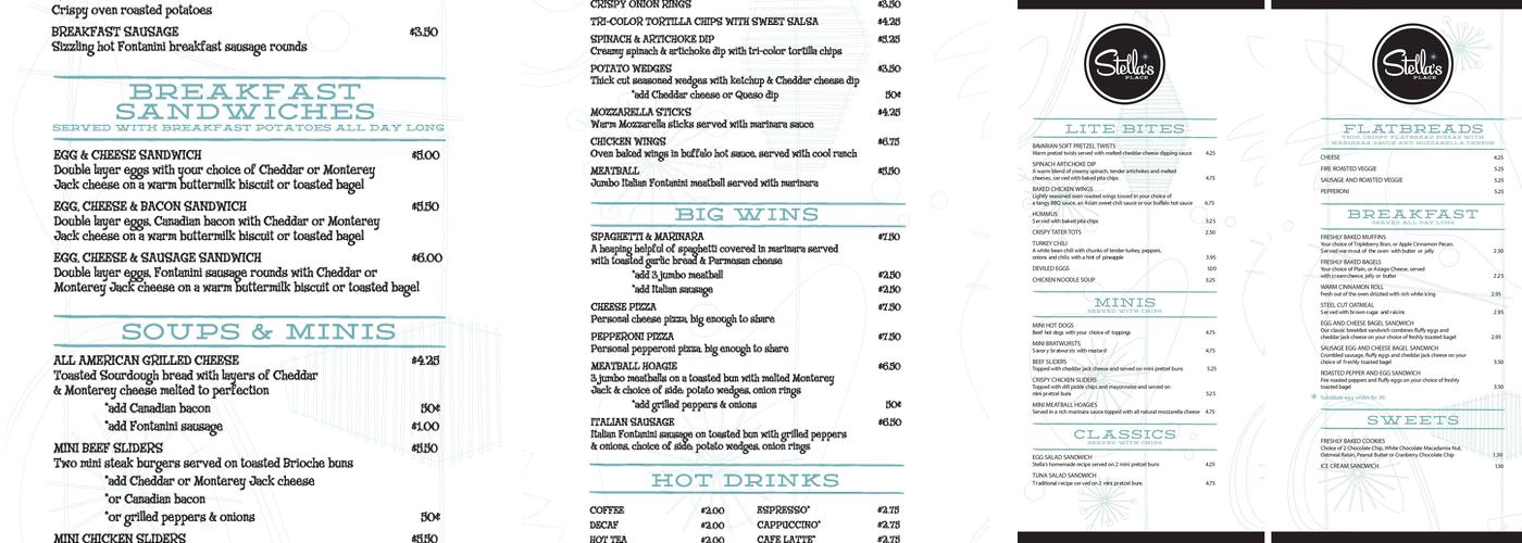 Stella's Place Menu