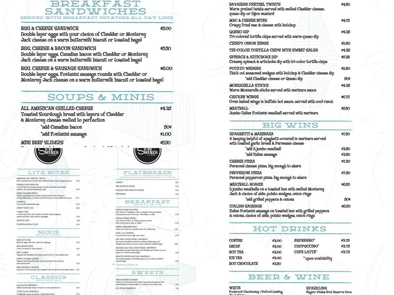 Stella's Place Menu