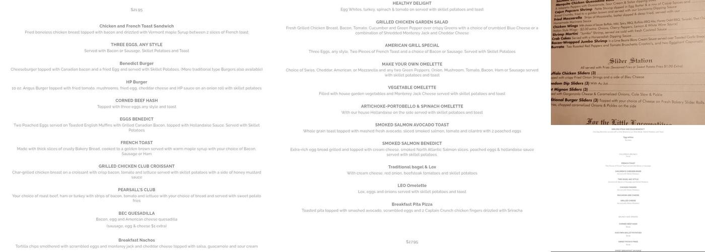 Pearsall's Station Menu